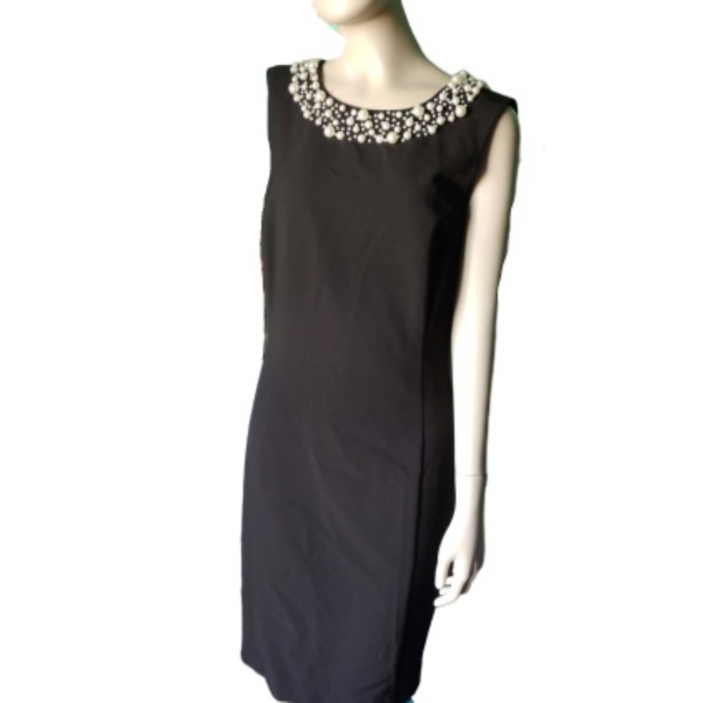 CK pleated zip up little black dress